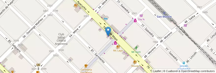 Mapa de ubicacion de Market Fitness House en Arjantin, Buenos Aires, Partido De General San Martín, General San Martín.