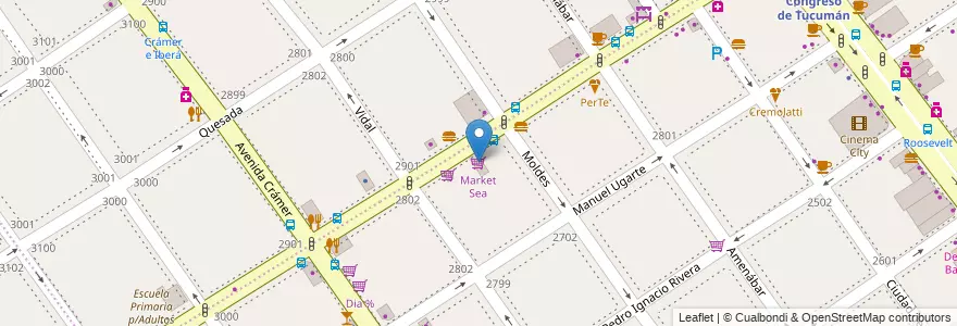 Mapa de ubicacion de Market Sea, Belgrano en アルゼンチン, Ciudad Autónoma De Buenos Aires, ブエノスアイレス, Comuna 13.