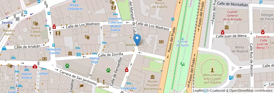 Mapa de ubicacion de MARQUES DE CUBAS, CALLE, DEL,15 en إسبانيا, منطقة مدريد, منطقة مدريد, Área Metropolitana De Madrid Y Corredor Del Henares, مدريد.