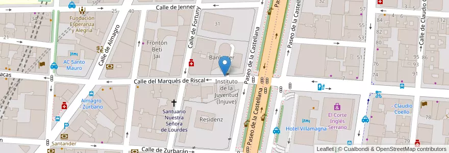 Mapa de ubicacion de MARQUES DE RISCAL, CALLE, DEL,13 en 西班牙, Comunidad De Madrid, Comunidad De Madrid, Área Metropolitana De Madrid Y Corredor Del Henares, Madrid.