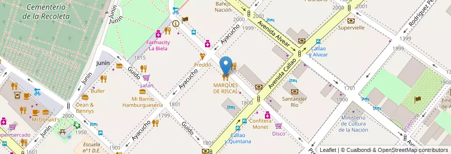 Mapa de ubicacion de MARQUES DE RISCAL, Recoleta en آرژانتین, Ciudad Autónoma De Buenos Aires, Comuna 2, Comuna 1, Buenos Aires.