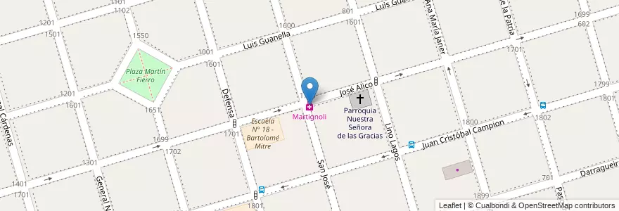 Mapa de ubicacion de Martignoli en 阿根廷, 布宜诺斯艾利斯省, Partido De La Matanza, Aldo Bonzi.