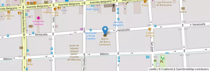 Mapa de ubicacion de Martín del Barco Centenera, Montserrat en 阿根廷, Ciudad Autónoma De Buenos Aires, Comuna 1, 布宜诺斯艾利斯.