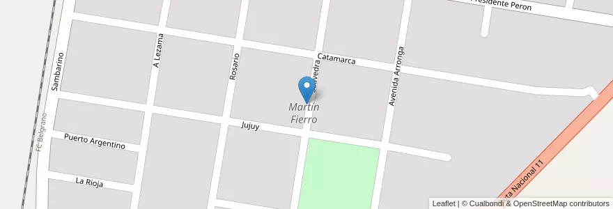 Mapa de ubicacion de Martín Fierro en アルゼンチン, サンタフェ州, Departamento Vera, Municipio De Vera, Vera.