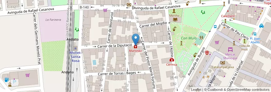 Mapa de ubicacion de Martinez en Испания, Каталония, Барселона, Вальес-Орьенталь, Mollet Del Vallès.