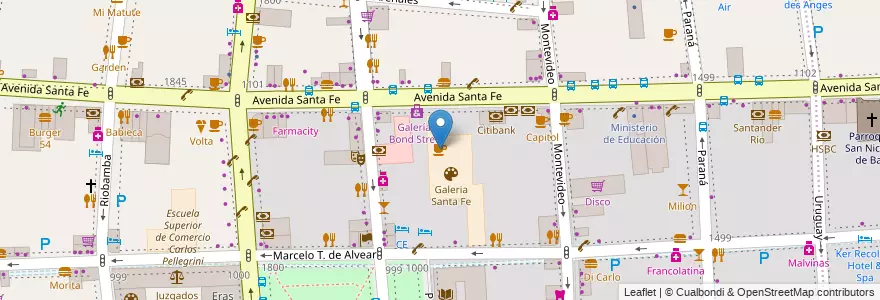 Mapa de ubicacion de Martinez, Recoleta en 아르헨티나, Ciudad Autónoma De Buenos Aires, Comuna 2, 부에노스아이레스.