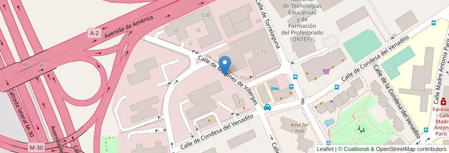 Mapa de ubicacion de MARTINEZ VILLERGAS, CALLE, DE,45 en إسبانيا, منطقة مدريد, منطقة مدريد, Área Metropolitana De Madrid Y Corredor Del Henares, مدريد.