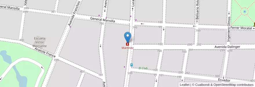 Mapa de ubicacion de Martinez en Argentine, Córdoba, Departamento Santa María, Pedanía Alta Gracia, Municipio De Alta Gracia, Alta Gracia.