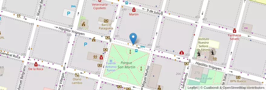 Mapa de ubicacion de Martino en Arjantin, Şili, Río Negro, Cipolletti, Departamento General Roca.