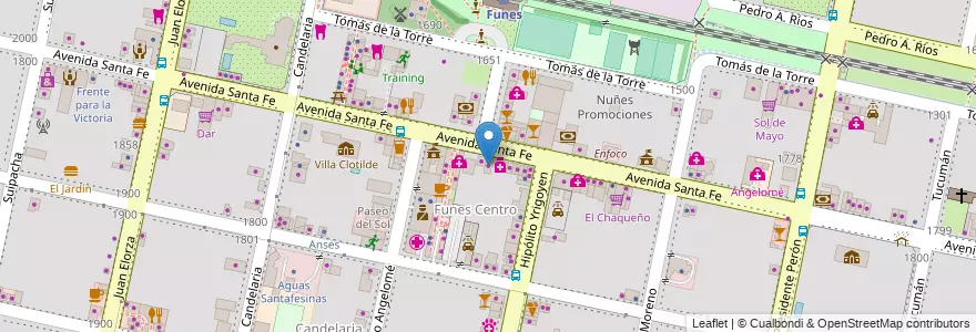 Mapa de ubicacion de Mary's Fly en Argentina, Santa Fe, Departamento Rosario, Municipio De Funes, Funes.