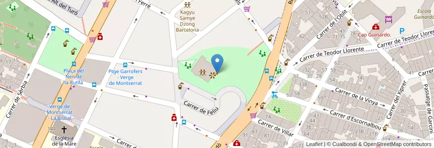Mapa de ubicacion de Mas Guinardó Petanca en Spagna, Catalunya, Barcelona, Barcelonès, Barcelona.