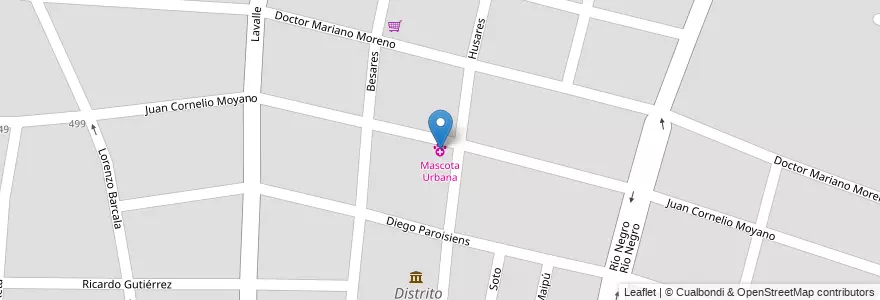 Mapa de ubicacion de Mascota Urbana en アルゼンチン, チリ, メンドーサ州, Departamento Guaymallén, Distrito Pedro Molina.