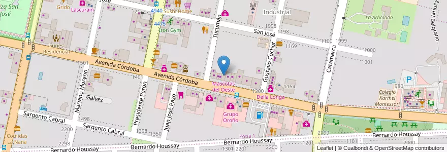 Mapa de ubicacion de Mascotas del Oeste en 아르헨티나, Santa Fe, Departamento Rosario, Municipio De Funes, Funes.