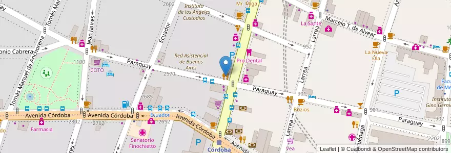 Mapa de ubicacion de Massaro, Recoleta en アルゼンチン, Ciudad Autónoma De Buenos Aires, Comuna 2, ブエノスアイレス.