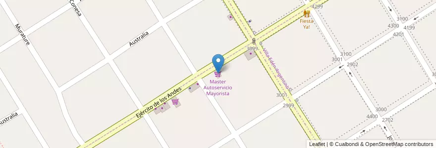Mapa de ubicacion de Master Autoservicio Mayorista en Argentina, Buenos Aires, Partido De Lomas De Zamora, Villa Centenario.