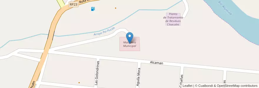 Mapa de ubicacion de Matadero Municipal en Argentinië, Chili, Neuquén, Departamento Aluminé, Límite Municipio De Aluminé, Aluminé.