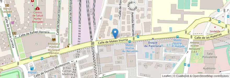 Mapa de ubicacion de MATEO INURRIA, CALLE, DE,27 en スペイン, マドリード州, Comunidad De Madrid, Área Metropolitana De Madrid Y Corredor Del Henares, Madrid.