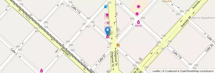 Mapa de ubicacion de Mateos, Casco Urbano en Arjantin, Buenos Aires, Partido De La Plata.