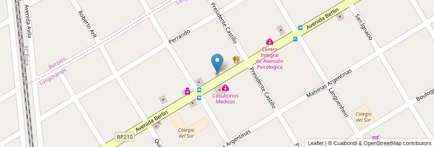 Mapa de ubicacion de Materiales Berlin en Аргентина, Буэнос-Айрес, Partido De Almirante Brown, Longchamps.