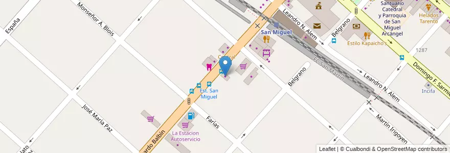 Mapa de ubicacion de Materiales Electricos en アルゼンチン, ブエノスアイレス州, Partido De San Miguel, San Miguel.