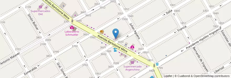 Mapa de ubicacion de Materiales Martelli en الأرجنتين, بوينس آيرس, Partido De Vicente López, Vicente López.