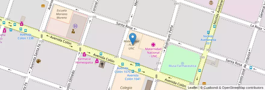 Mapa de ubicacion de Maternidad - FCM - UNC en Argentinië, Córdoba, Departamento Capital, Pedanía Capital, Córdoba, Municipio De Córdoba.