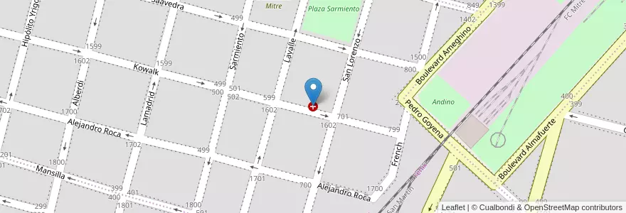 Mapa de ubicacion de Maternidad Hortensia G. de Kowalk en Аргентина, Кордова, Departamento Río Cuarto, Pedanía Río Cuarto, Municipio De Río Cuarto, Río Cuarto.