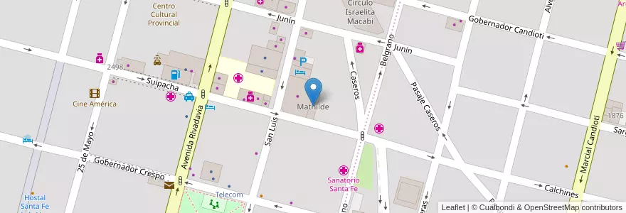 Mapa de ubicacion de Mathilde en Arjantin, Santa Fe, Departamento La Capital, Santa Fe Capital, Santa Fe.
