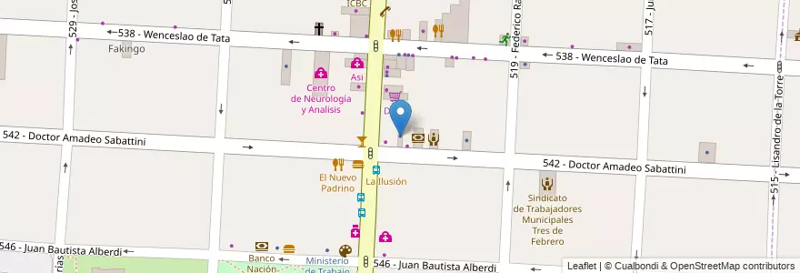 Mapa de ubicacion de Matias Cozzo en Arjantin, Buenos Aires, Partido De Tres De Febrero, Caseros.