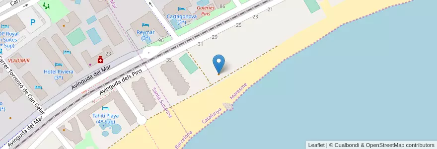Mapa de ubicacion de Maui Tapas & Bar en España, Catalunya, Barcelona, Maresme, Malgrat De Mar.