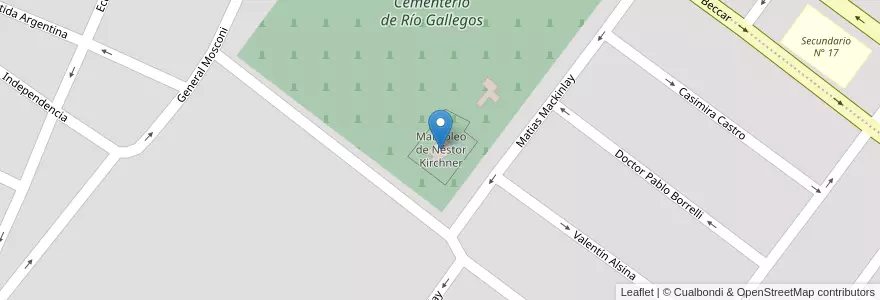 Mapa de ubicacion de Mausoleo de Néstor Kirchner en Argentine, Chili, Province De Santa Cruz, Güer Aike, Municipio De Río Gallegos, Río Gallegos.
