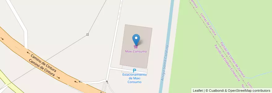 Mapa de ubicacion de Maxi Consumo en アルゼンチン, ブエノスアイレス州, Partido De Esteban Echeverría, 9 De Abril.