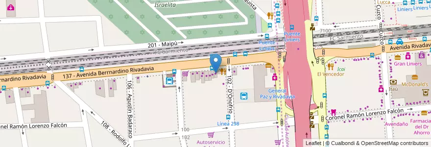 Mapa de ubicacion de Maxikiosco en Argentinië, Buenos Aires, Partido De Tres De Febrero, Ciudadela.