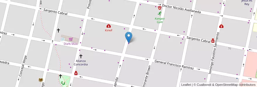 Mapa de ubicacion de Maxikiosco Laprida / Rapipago en آرژانتین, استان انتره ریوس, Departamento Concordia, Distrito Suburbios, Concordia, Concordia.