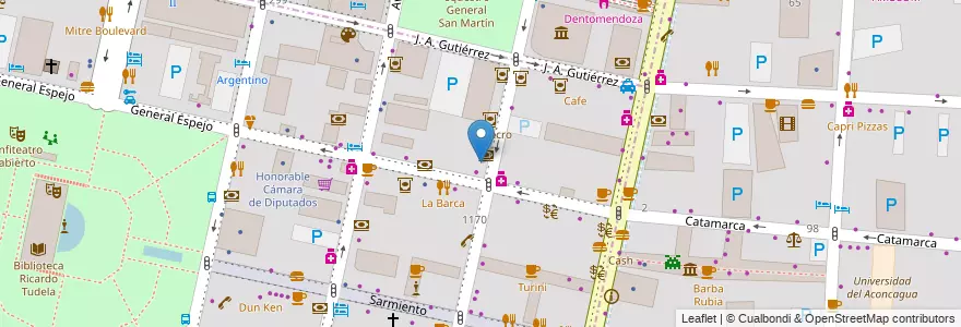 Mapa de ubicacion de Maximo Cafe en Argentine, Chili, Mendoza, Departamento Capital, Ciudad De Mendoza.