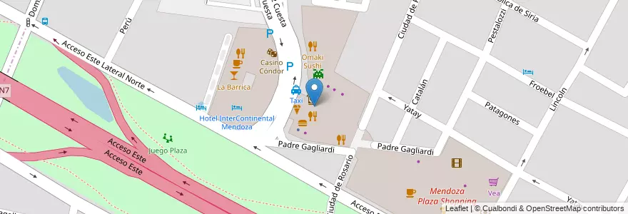 Mapa de ubicacion de Mc Cafe en Argentina, Chile, Mendoza, Departamento Guaymallén, Distrito Villa Nueva.