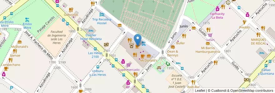 Mapa de ubicacion de McCafe, Recoleta en 아르헨티나, Ciudad Autónoma De Buenos Aires, Comuna 2, 부에노스아이레스.