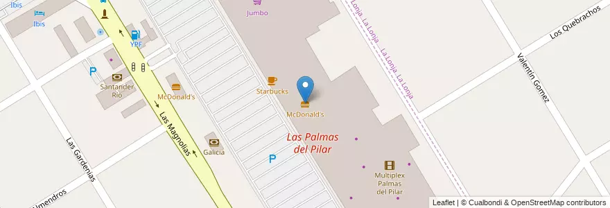 Mapa de ubicacion de McDonald's en Argentina, Provincia Di Buenos Aires, Partido Del Pilar.