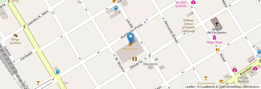 Mapa de ubicacion de McDonald's en Argentinië, Buenos Aires, Partido De Quilmes, Quilmes.