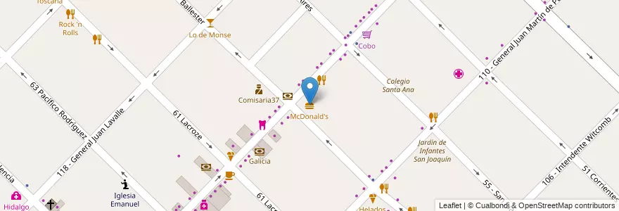 Mapa de ubicacion de McDonald's en Arjantin, Buenos Aires, Partido De General San Martín, Villa Ballester.