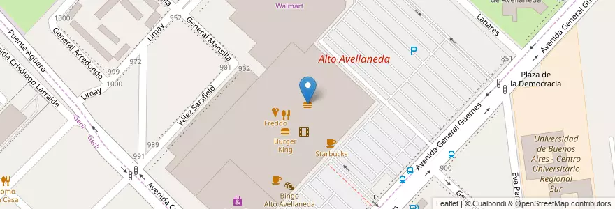 Mapa de ubicacion de McDonald's en 아르헨티나, 부에노스아이레스주, Partido De Avellaneda, Avellaneda.