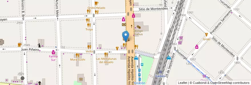 Mapa de ubicacion de McDonald's en 阿根廷, 布宜诺斯艾利斯省, Partido De Lanús, Lanús Oeste.