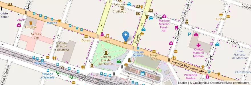 Mapa de ubicacion de McDonald's en Argentinië, Buenos Aires, Partido De Moreno, Moreno.