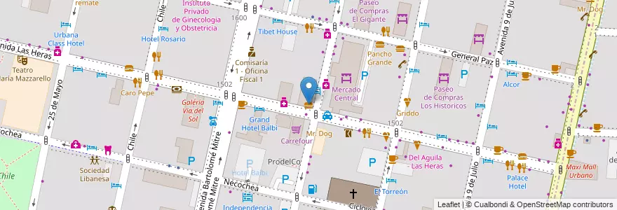 Mapa de ubicacion de McDonald's en آرژانتین, شیلی, Mendoza, Departamento Capital, Ciudad De Mendoza.