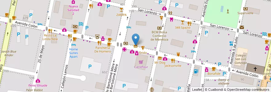 Mapa de ubicacion de McDonald's en Arjantin, Şili, Mendoza, Departamento Capital, Sección 2ª Barrio Cívico, Ciudad De Mendoza.