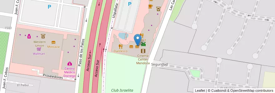 Mapa de ubicacion de McDonald's en アルゼンチン, チリ, メンドーサ州, Departamento Guaymallén.