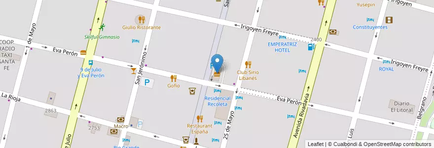 Mapa de ubicacion de McDonald's en Arjantin, Santa Fe, Departamento La Capital, Santa Fe Capital, Santa Fe.