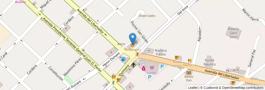 Mapa de ubicacion de McDonald's en 阿根廷, 布宜诺斯艾利斯省, Partido De San Fernando, Victoria.