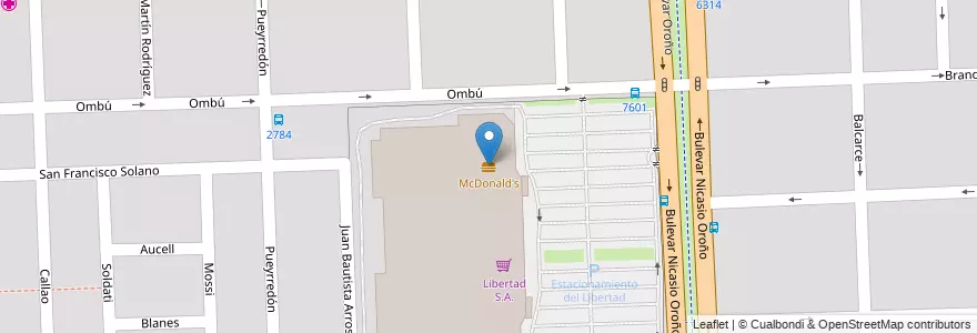 Mapa de ubicacion de McDonald's en الأرجنتين, سانتا في, Departamento Rosario, Municipio De Rosario, روساريو.