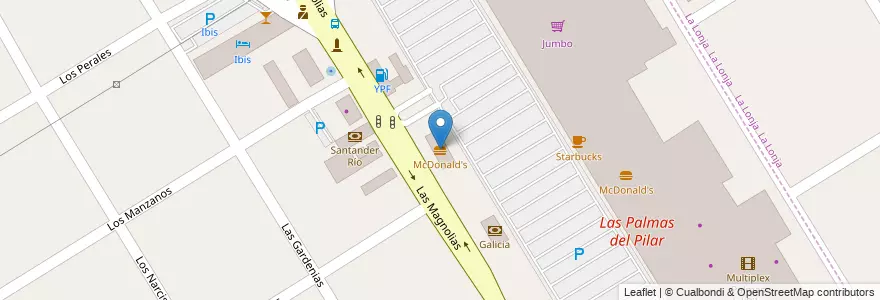 Mapa de ubicacion de McDonald's en アルゼンチン, ブエノスアイレス州, Partido Del Pilar, Villa Rosa.